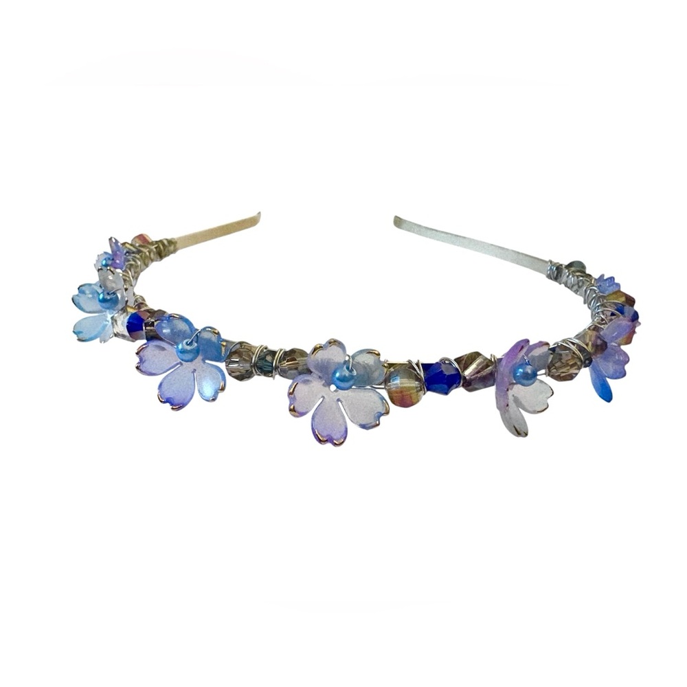 Fairy Headband with Austrian Crystals, Lucite Flowers and Glass Pearls - Picture 5 of 7